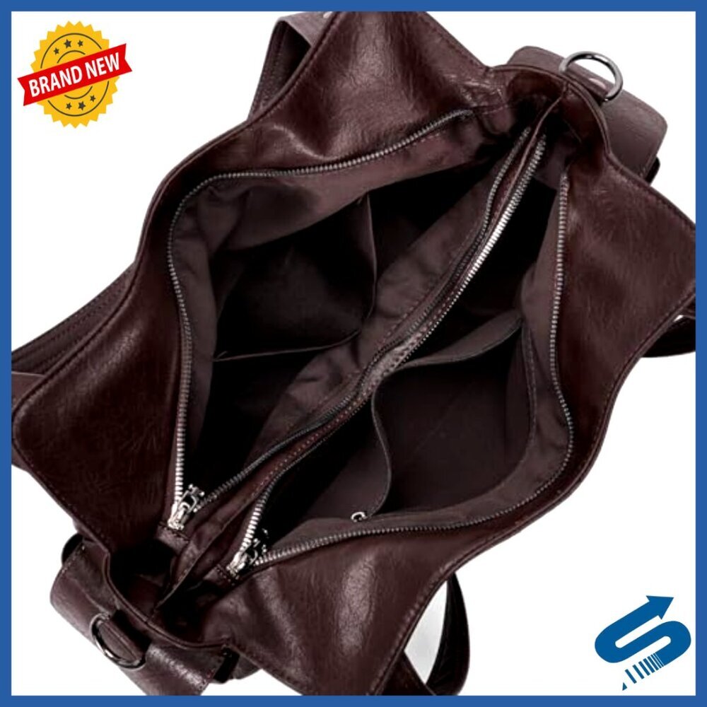 Slouchy Hobo Shoulder Bag Soft Leather Purse Punk Style Tote Crossbody Y2K - Picture 5 of 7